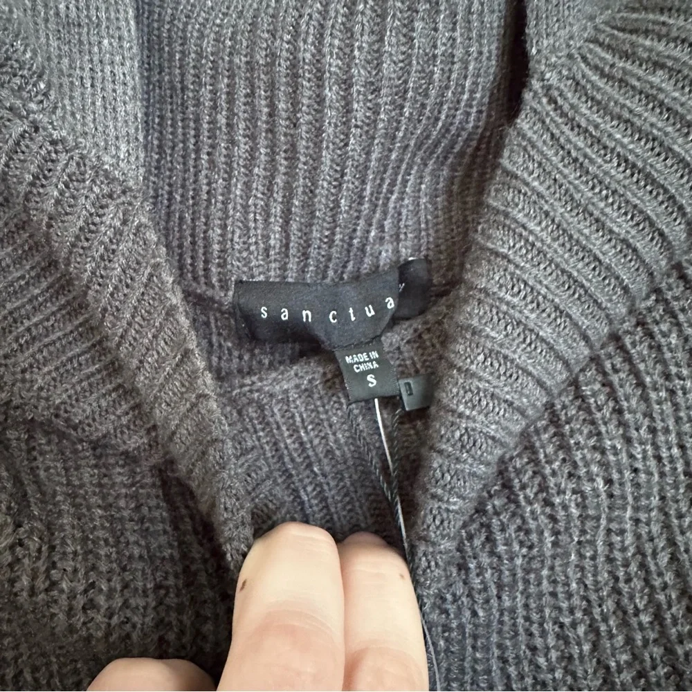 Sanctuary Charcoal‎ Ribbed Off the Shoulder Sweater